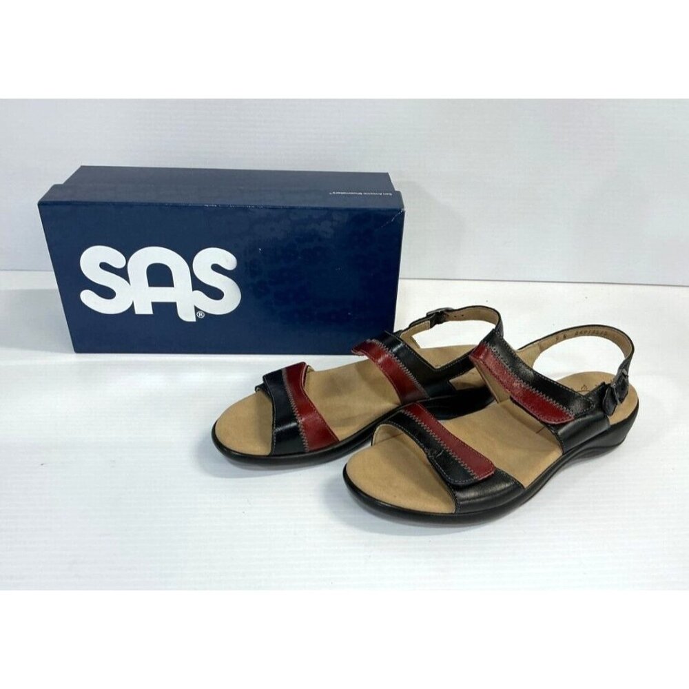 SAS Womens Nudu Ladybug Sandals 9N Black Brown Comfort NIB USA Made